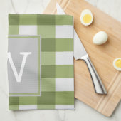 Groene Buffalo-speldenmonogram Theedoek (Quarter Fold)