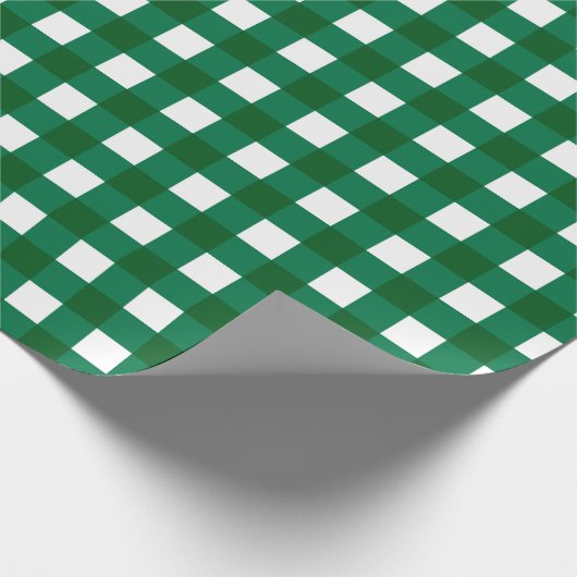 Groene Buffel Check geruite Kerstmis Cadeaupapier (Hoek)