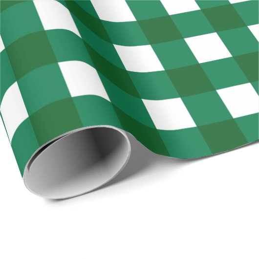 Groene Buffel Check geruite Kerstmis Cadeaupapier (Rol Hoek)