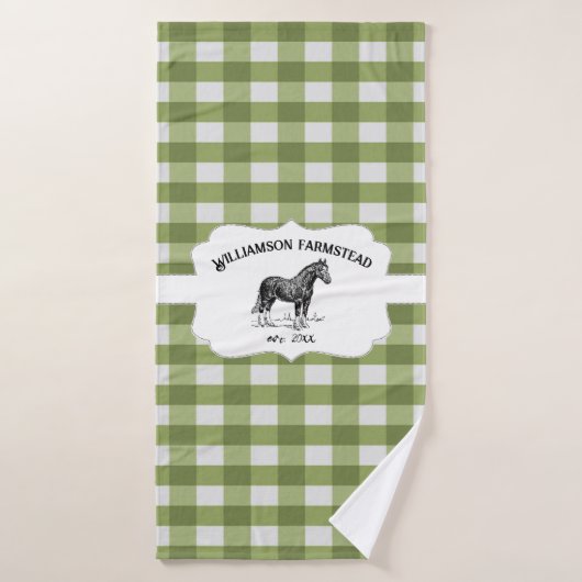 Groene Buffel geruite Boerderij Paardenbadhanddoek Bad Handdoek (Badhanddoek)