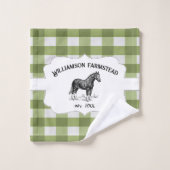 Groene Buffel geruite Boerderij Paardenbadhanddoek Bad Handdoek (Wasdoekje)