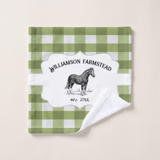 Groene Buffel geruite Boerderij Paardenbadhanddoek Bad Handdoek (Wasdoekje)