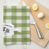 Groene Buffel geruite Boerderijen keukenhanddoek (Quarter Fold)