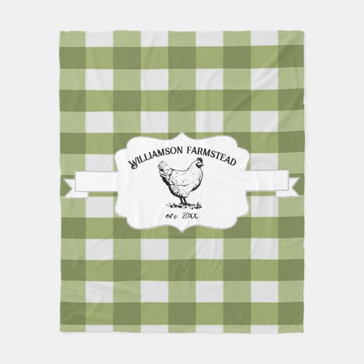 Groene Buffel Plaid Boerderij Kip Fleece Deken (Voorkant)