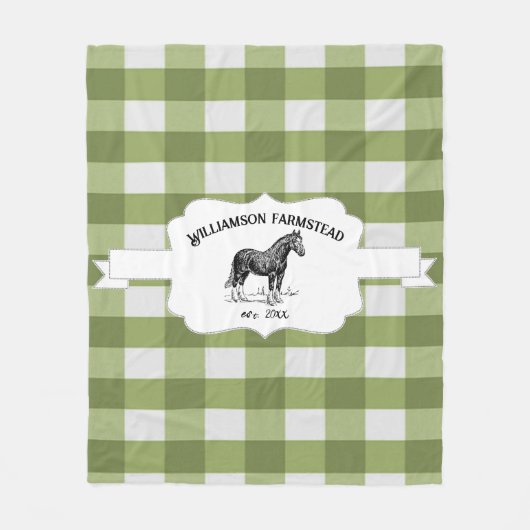 Groene Buffel Plaid Boerderij Paard Fleece Deken (Voorkant)