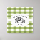Groene Buffel Plaid Boerderij Varken Canvas Print (Voorkant)