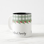 Groene Buffel Plaid Familie Kerstmis Tweekleurige Koffiemok (Voorkant links)