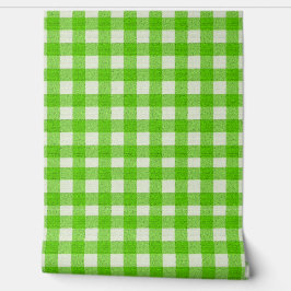 Groene Buffel Plaid Gingham Check Textured Behang