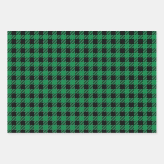 Groene Buffel Plaid Longhorn Patroon Inpakpapier Vel (Voorkant 3)