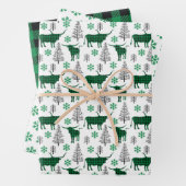 Groene Buffel Plaid Longhorn Patroon Inpakpapier Vel (In situ)