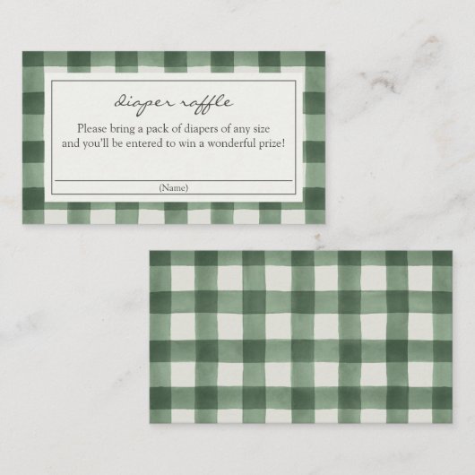Groene Buffel Plaid Luier Raffle Informatiekaartje (Voorkant / Achterkant)