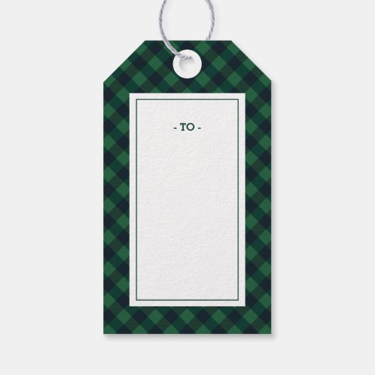 Groene Buffel Plaid Moose Monogram Kerst Cadeaulabel (Achterkant)