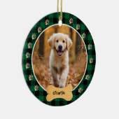 Groene Buffel Plaid Patroon Gouden Pet Print Famil Keramisch Ornament (Rechts)