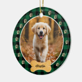 Groene Buffel Plaid Patroon Gouden Pet Print Famil Keramisch Ornament (Links)