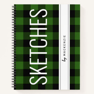 Groene Buffel Plaid Schetsboek Gepersonaliseerd Notitieboek