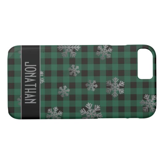 Groene buffels Zilveren Glitter Snowflakes Case-Mate iPhone Case (Achterkant (Horizontaal))