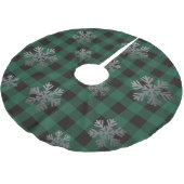 Groene buffels Zilveren Glitter Snowflakes Kerstboom Rok (Gekanteld)