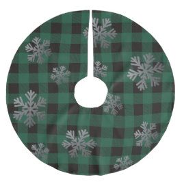 Groene buffels Zilveren Glitter Snowflakes Kerstboom Rok