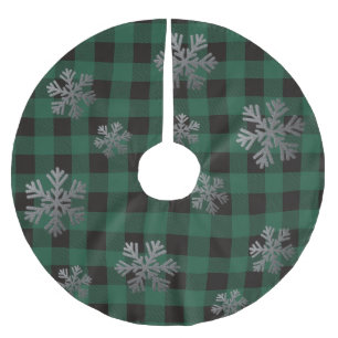 Groene buffels Zilveren Glitter Snowflakes Kerstboom Rok