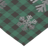 Groene buffels Zilveren Glitter Snowflakes Korte Tafelloper (Hoek)
