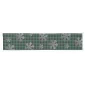 Groene buffels Zilveren Glitter Snowflakes Korte Tafelloper (Horizontaal)