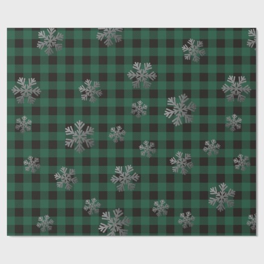 Groene buffelstang en glitter Snowflakes Cadeaupapier (Vlak)