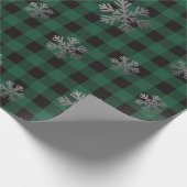 Groene buffelstang en glitter Snowflakes Cadeaupapier (Hoek)