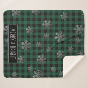 Groene buffelstang en glitter Snowflakes Sherpa Deken