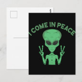 Groene buitenaardse buitenaardse ufo briefkaart (Voorkant / Achterkant)