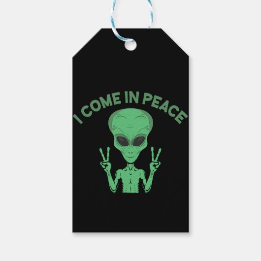 Groene buitenaardse buitenaardse ufo cadeaulabel (Voorkant)