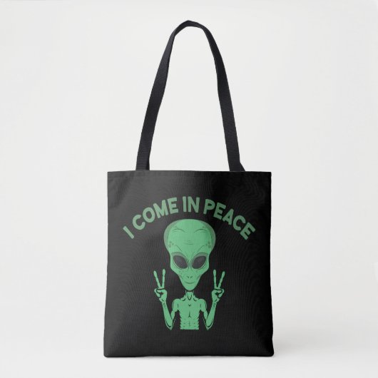 Groene buitenaardse buitenaardse ufo tote bag (Voorkant)