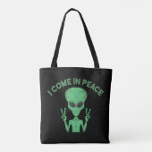 Groene buitenaardse buitenaardse ufo tote bag (Achterkant)