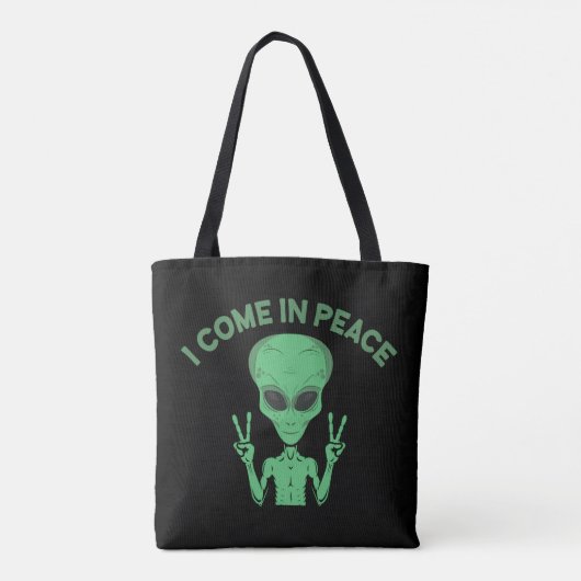 Groene buitenaardse buitenaardse ufo tote bag (Achterkant)