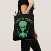 Groene buitenaardse buitenaardse ufo tote bag (Dichtbij)