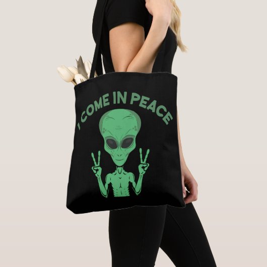Groene buitenaardse buitenaardse ufo tote bag (Dichtbij)