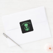Groene buitenaardse buitenaardse ufo vierkante sticker (Envelop)