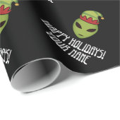Groene buitenaardse elf met zwarte kerst cadeaupapier (Rol Hoek)