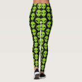 Groene buitenaardse hoofd met zwarte ogen op maat leggings (Achterkant)
