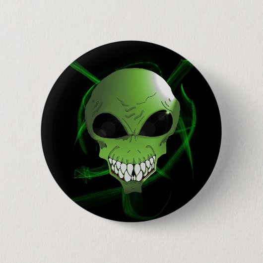 Groene buitenaardse knop ronde button 5,7 cm (Voorkant)