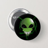 Groene buitenaardse knop ronde button 5,7 cm (Voorkant /achterkant)