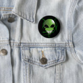 Groene buitenaardse knop ronde button 5,7 cm (In situ)