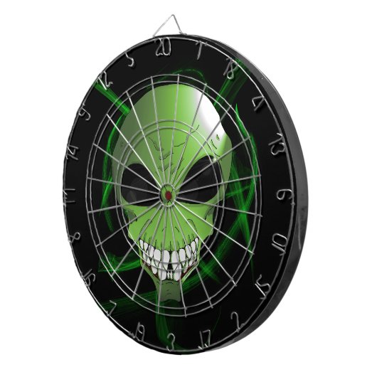 Groene buitenaardse metalen kooisdartboard dartbord (Voorkant Rechts)