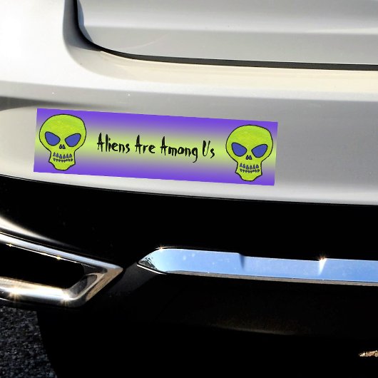 groene buitenaardse schedel bumpersticker