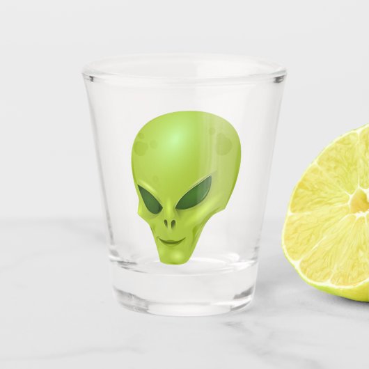 groene buitenaardse schoenkop shot glas (Voorkant)