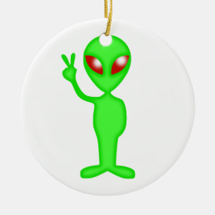 Groene buitenaardse silhouet keramisch ornament