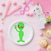 Groene buitenaardse silhouet papieren bordje (Feest)