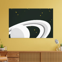 Groene buitenruimte met groene flauwe Saturnus Pla Canvas Afdruk