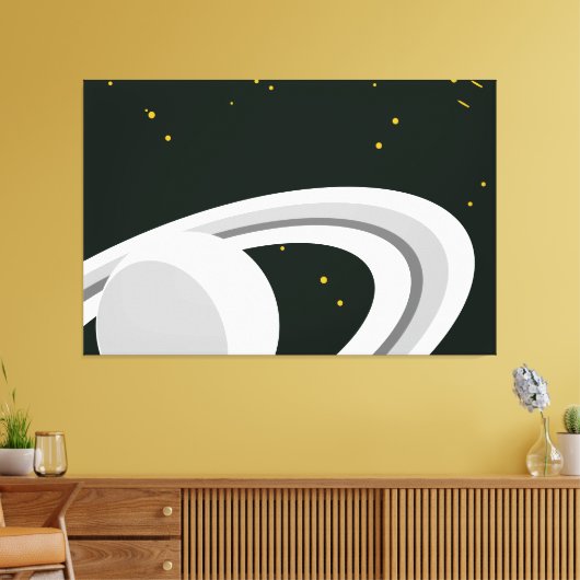 Groene buitenruimte met groene flauwe Saturnus Pla Canvas Afdruk (Insitu (Woonkamer))