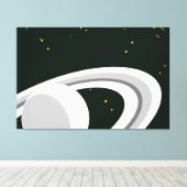 Groene buitenruimte met groene flauwe Saturnus Pla Canvas Afdruk (Insitu (Houten vloer))