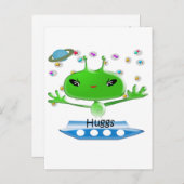 Groene buitenruimtetuigen met ruimtevaartuig briefkaart (Voorkant / Achterkant)